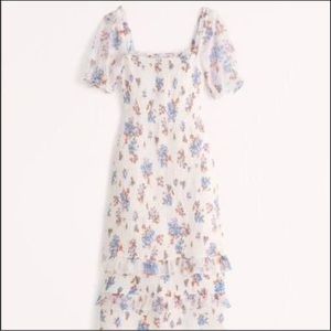 Abercrombie white floral midi dress size small tall